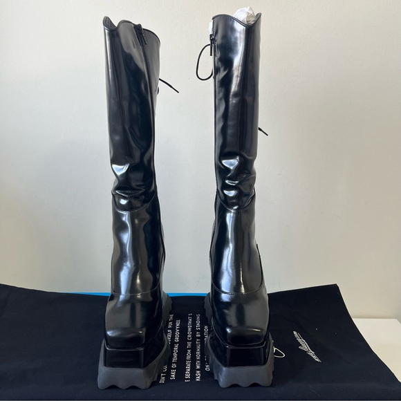 John Fluevog MUNSTER MAX MAGNOLIA ZIP-UP PLATFORM TALL BOOTS Size 8 - Picture 7 of 16